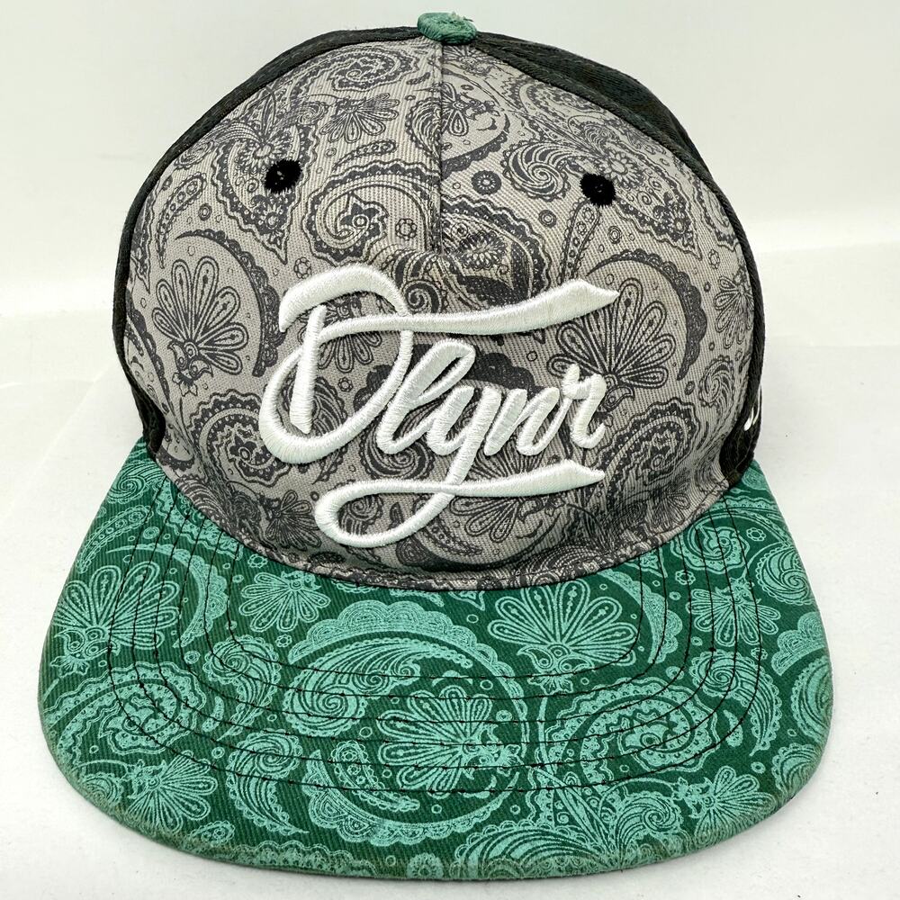 Dolly Noire Paisley Snapback Hat Cap Green Gray Hip Hop Streetwear